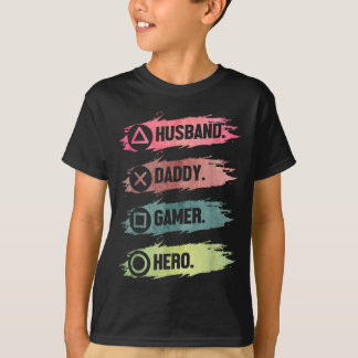 Camiseta Marido Papai Jogador Herói Design de Jogos