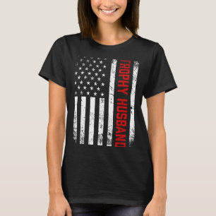 Camiseta Marido Patriota Troféu da Bandeira Americana Arte 