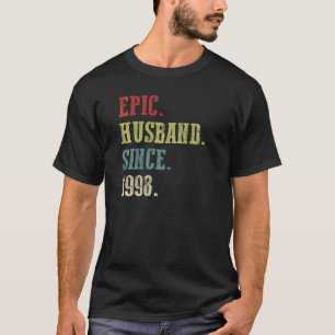 Camiseta Marido Retro Epic Desde 1998 24º Aniver Casamento