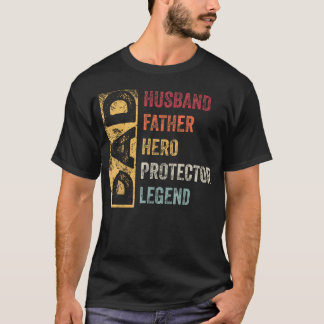Camiseta Marido Retro Pai Herói Protetor Lenda Pai