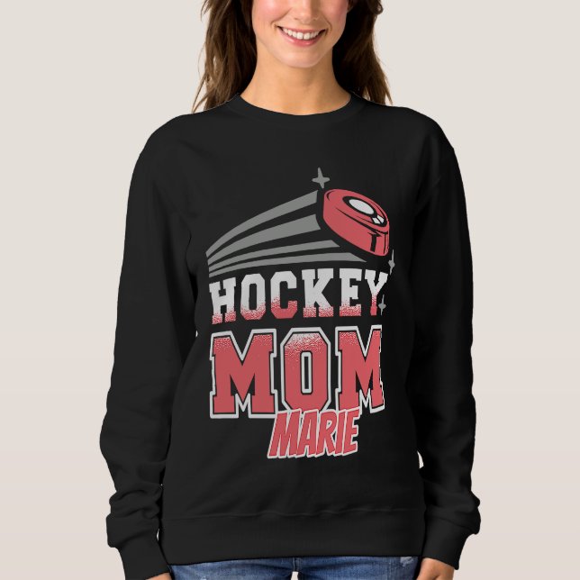Camiseta Marie Hockey Mom With Puck Womens (Frente)