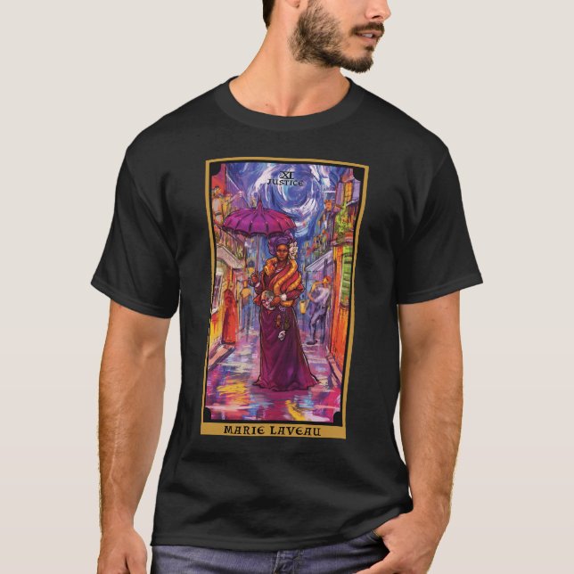 Camiseta Marie Laveau Justice Tarot Card Roupa (Frente)