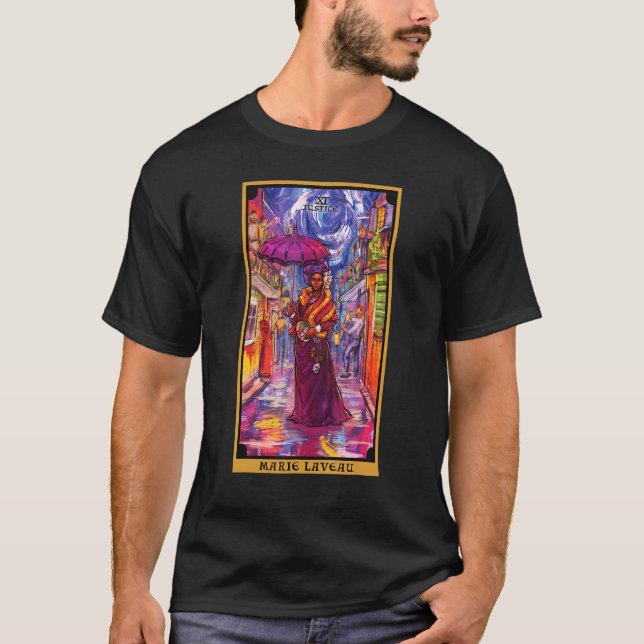 Camiseta Marie Laveau Justice Tarot Card Voodoo Witold New  (Frente)
