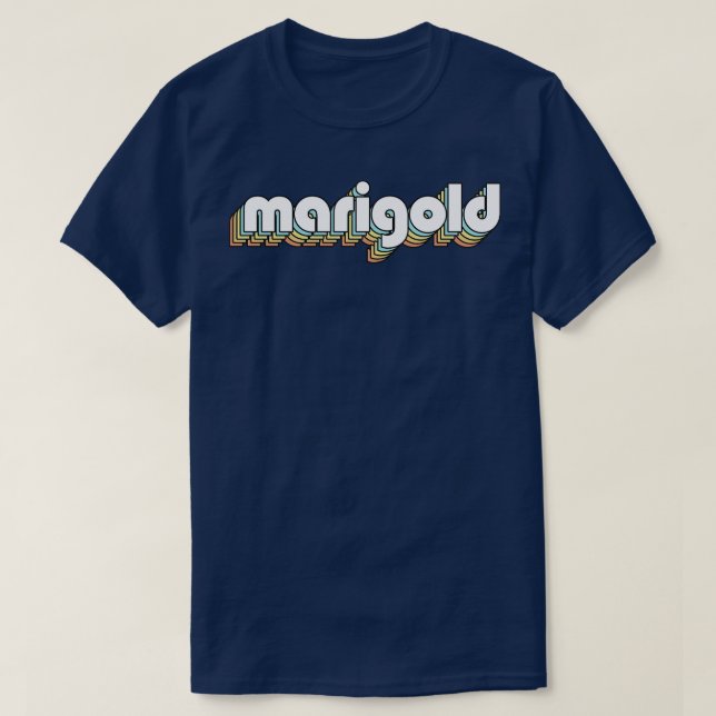 Camiseta Marigold Retro Rainbow Tipografia Estilo Desvaneci (Frente do Design)
