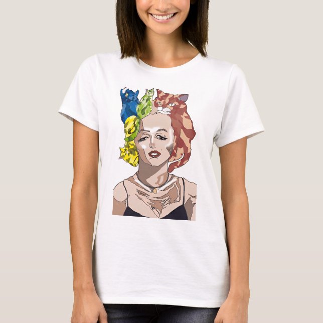 Camiseta Marilyn Monroe Cat Colorful (Frente)