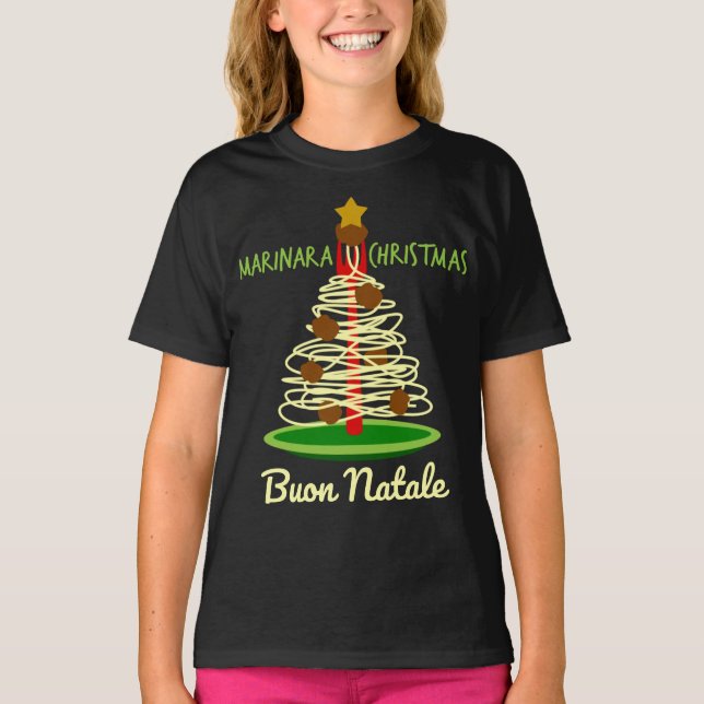 Camiseta Marinara Christmas Buon Natale Spaghetti Tree (Frente)