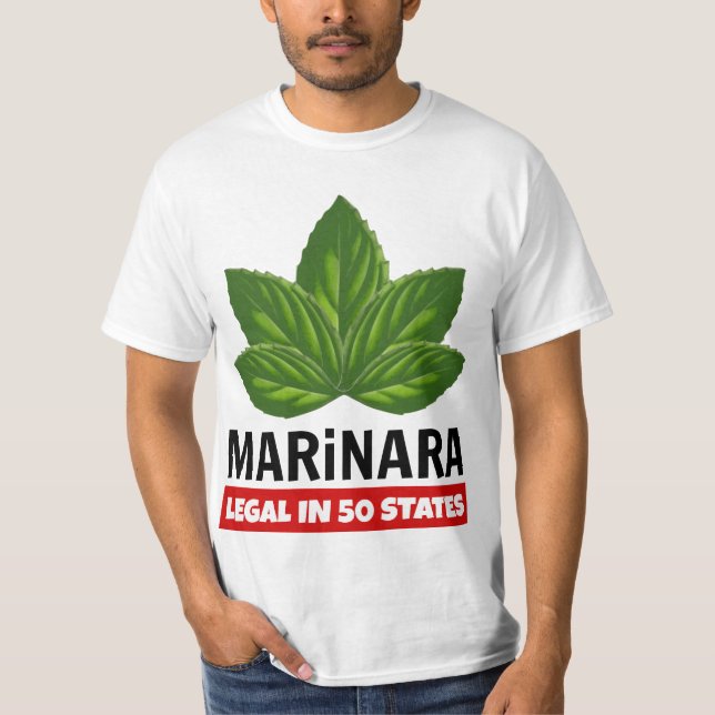 Camiseta Marinara Legal em 50 Estados Folhas de Basil (Frente)