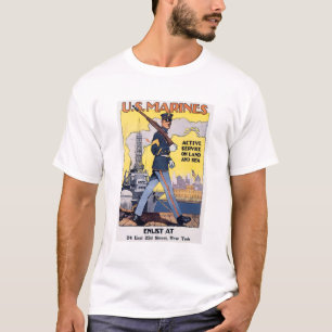 Camiseta Marines dos EUA - Poster da Primeira Guerra Mundia
