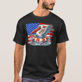 Camiseta Marinheiro 4 De Julho Eua Pelican America Flag Fun