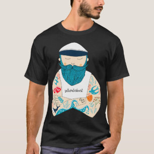 Camiseta Marinheiro escandinavo tatuado e barbudo. Um prese