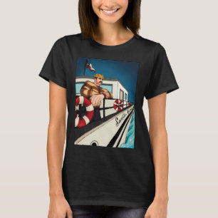 Camiseta Marinheiro Retro ao Pôr do Sol: Arte Cômica Náutic