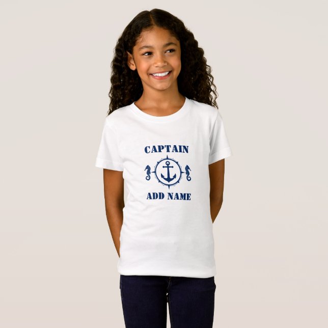 Camiseta Marinho Azul, Ancoragem de Barco Marinho e Nome/Cl (Frente Completa)
