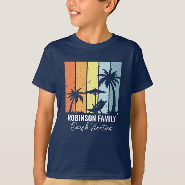 Camiseta Marinho Azul de Férias Retro Praia legal (Frente)
