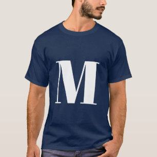 Camiseta Marinho Azul - Letra inicial Monograma - Na moda m