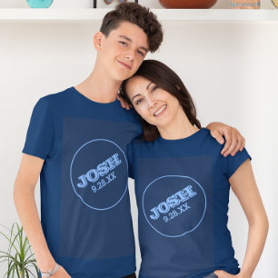 Camiseta Marinho Bar azul Mitzvah com o logotipo de nome