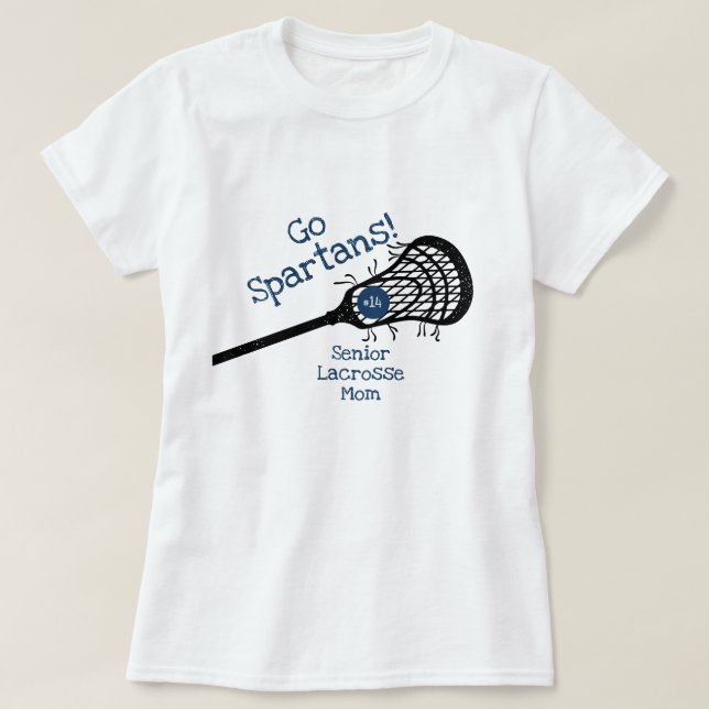 Camiseta Marinho Blue Go Team Lacrosse Mãe (Frente do Design)