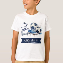 Camiseta Marinho Blue Soccer Kids Watercolor
