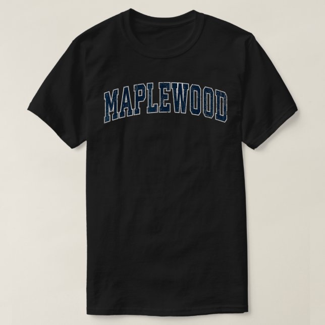 Camiseta Marinho de Design do Maplewood New Jersey NJ Vinta (Frente do Design)