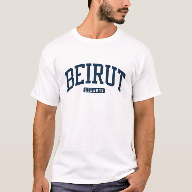 Camiseta Marinho de Estilo da Universidade do Líbano Beirut (Frente)