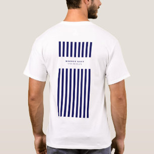 Camiseta Marinho de faixa náutica com tendência azul Na mod