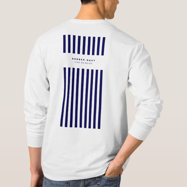 Camiseta Marinho de faixa náutica com tendência azul Na mod (Verso)