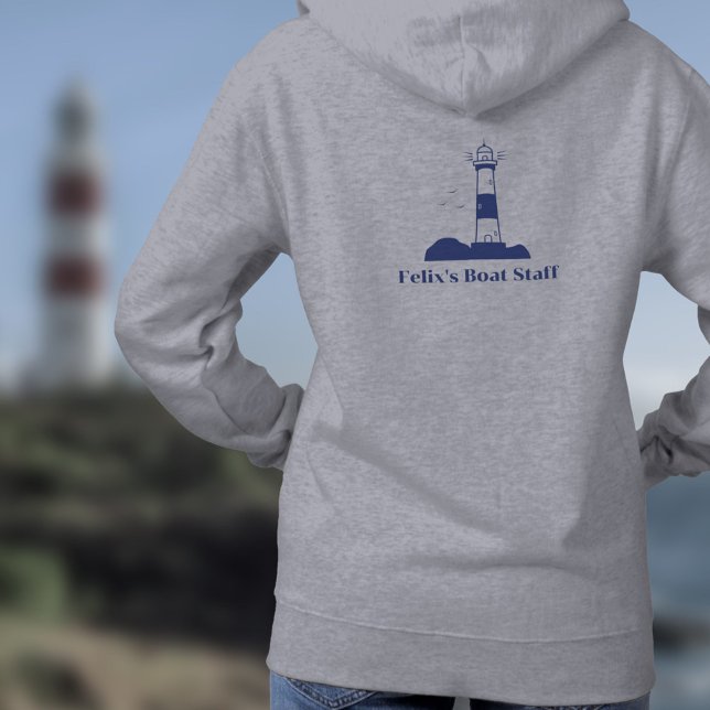 Camiseta Marinho de farol azul (Lighthouse Navy Blue Hoodie - Back)