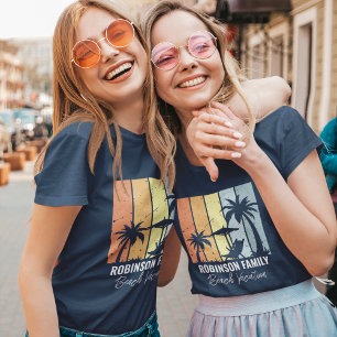 Camiseta Marinho de férias na praia legal Azul feminino