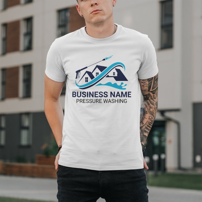 Camiseta Marinho de lavagem de energia com limpeza da casa  (Criador carregado)