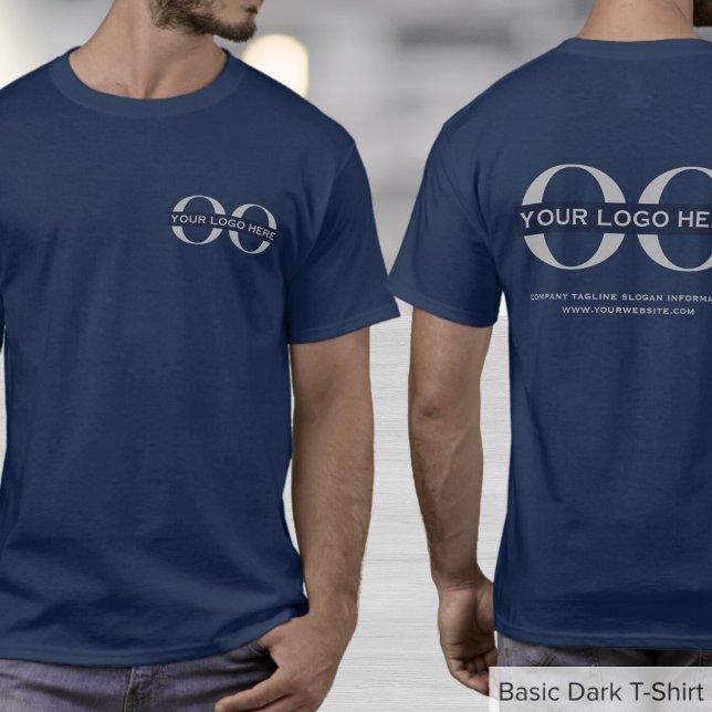 Camiseta Marinho de logotipo comercial azul (Criador carregado)