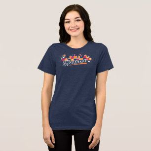 Camiseta Marinho de Patchwork do Skyline Houston