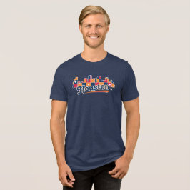 Camiseta Marinho de Patchwork do Skyline Houston