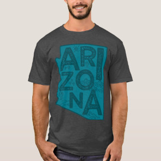 Camiseta Marinho de Tipografia do Mapa de arizonas