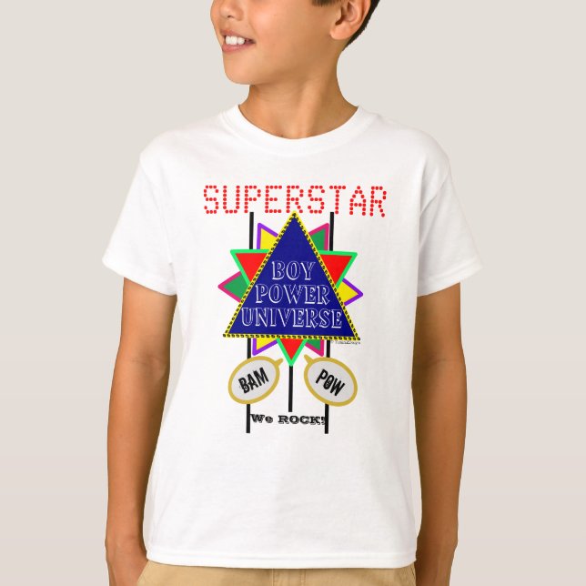 Camiseta Marinho do Universo de Energia Menino Superstar Az (Frente)