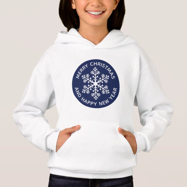 Camiseta Marinho Floco de Neve Hoodie Festivo (Criança) (Frente)