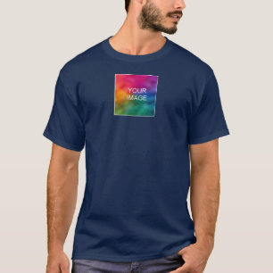 Camiseta Marinho Impressão duplo Azul Adicionar imagem Log