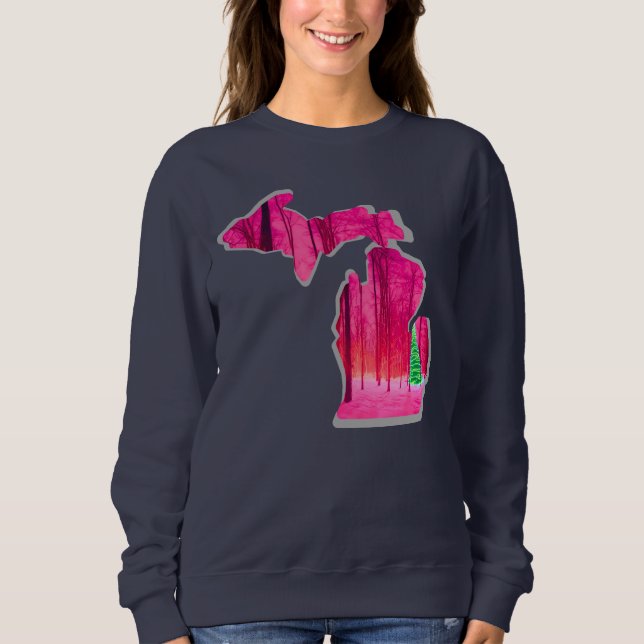 Camiseta Marinho Michigan Blue Sweatshirt com PINK Michigan (Frente)