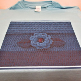 Camiseta Marinho Real da Flor Azul Profunda Artisan Crochet