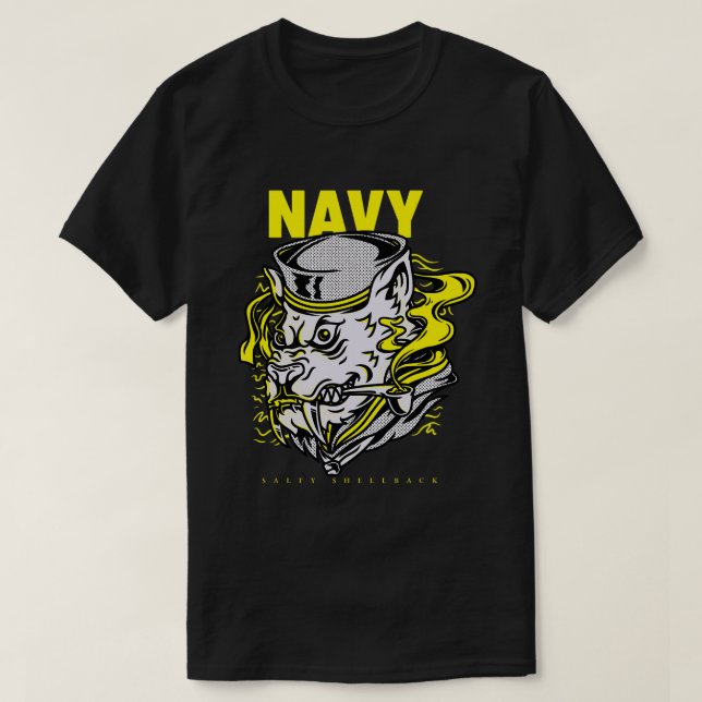 Camiseta Marinho Shellback Salty Shellback Sailor (Frente do Design)