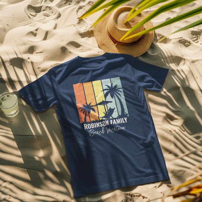 Camiseta Marinho Trip da Família Retro Beach legal (Criador carregado)
