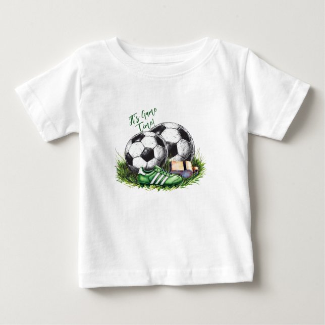 Camiseta Marinho verde de Futebol Kids Watercolor (Frente)