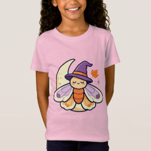 Camiseta Mariposa Bruxa com Chapéu Roxo e Lua Crescente