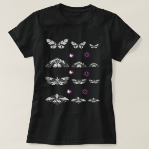 Camiseta Mariposa e Mariposa Noturna em Preto e Branco, Art