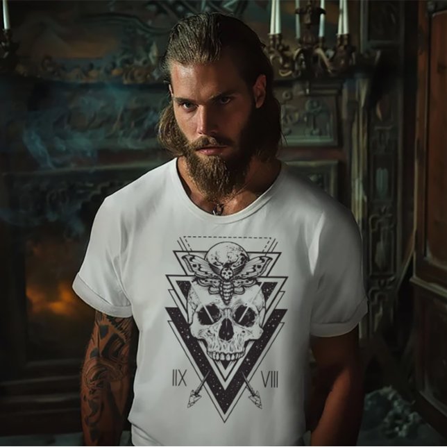 Camiseta Mariposa Gótica & Caveira (Criador carregado)