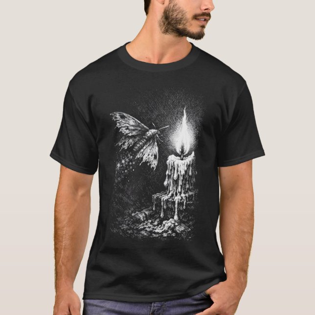 Camiseta Mariposa para a Chama — por BurnsInHell (Frente)