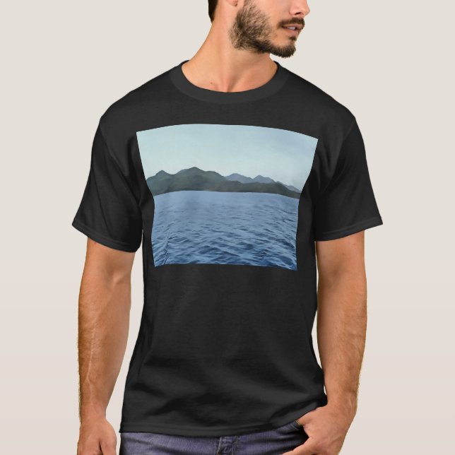 Camiseta Marítimo Da Pintura Costeira De Turquesa (Frente)