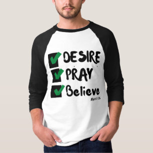 Camiseta Mark 11:24 Escritura de Bíblia KJV 3/4