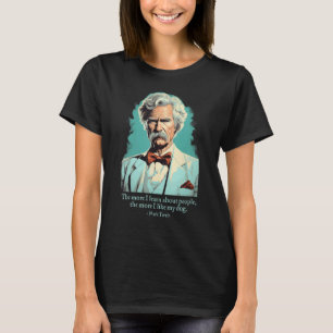 Camiseta Mark Twain Dog Cita Escritor Americano de Letras