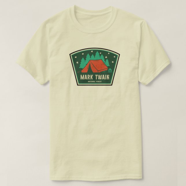 Camiseta Mark Twain National Forest Camping (Frente do Design)