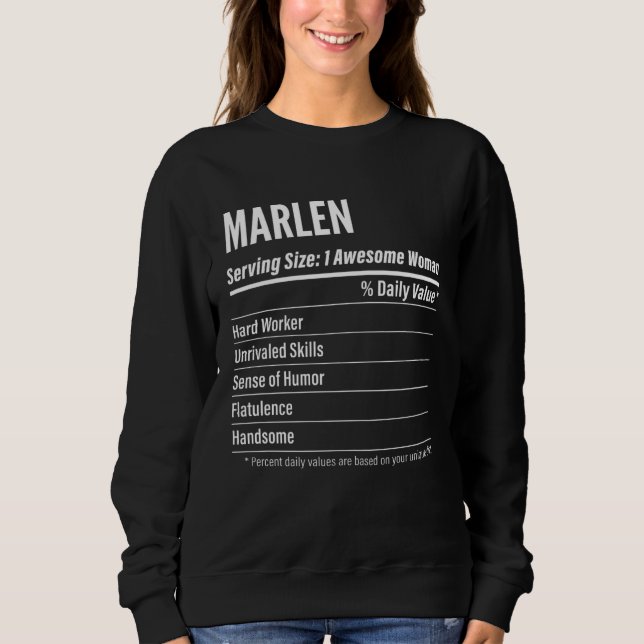 Camiseta Marlen  Nutritional Facts Serving Size Calories (Frente)