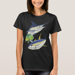 Camiseta Marlin-azul, atum e dourado